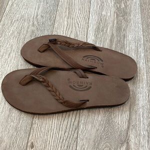 Rainbow flip flops never worn